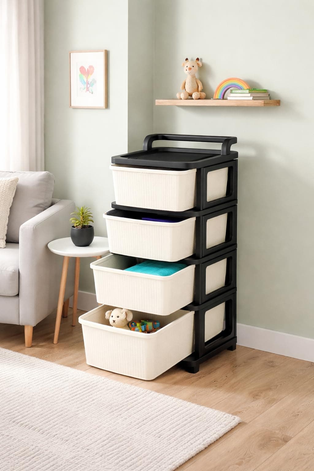KITCHIVO™ Heavy Duty Plastic Storage Drawer with Wheels | Modular Cabinet for Bedroom, Office, Home or Classroom| Chest of Drawers Organiser for Cosmetics, Kitchen items, Toys