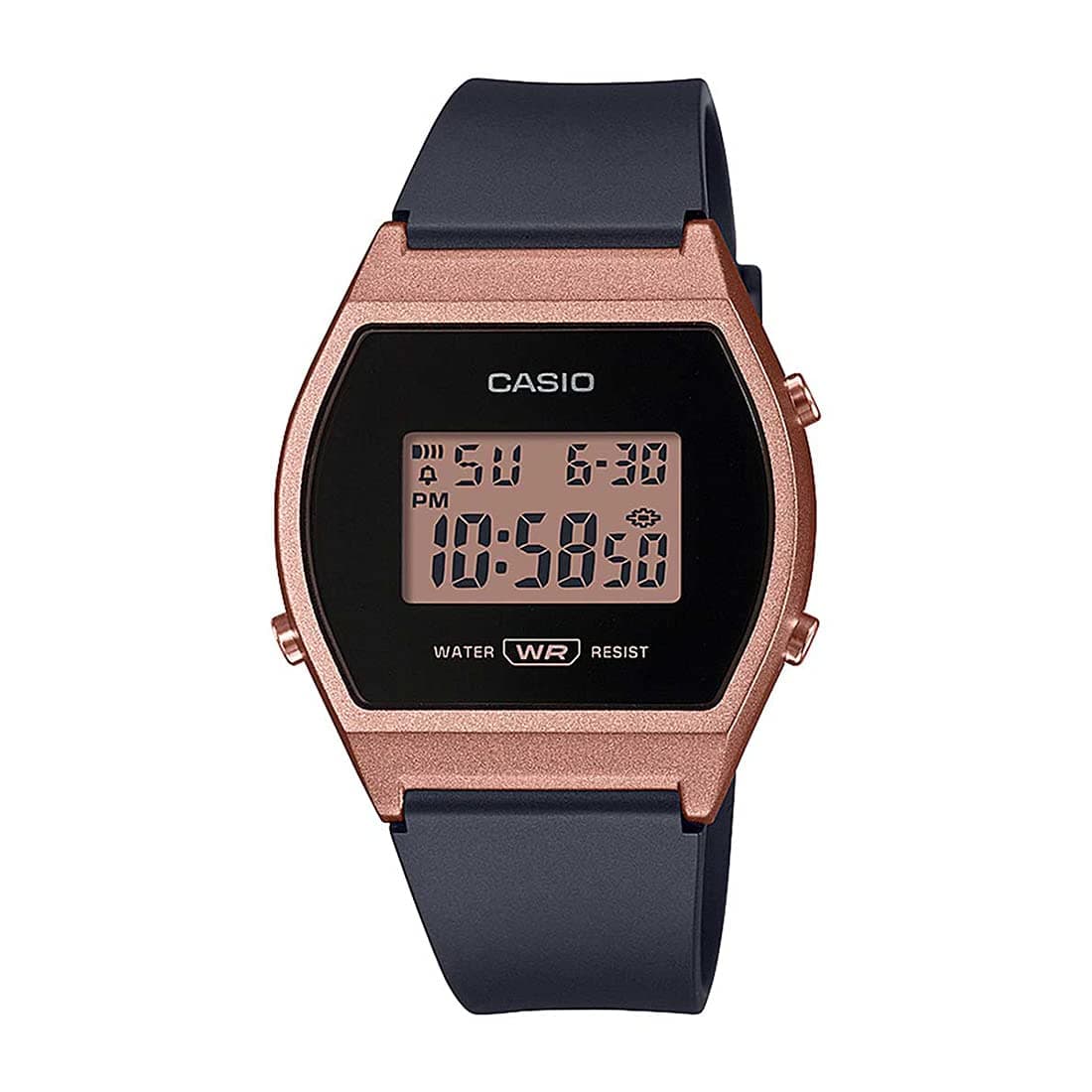 Casio Vintage LW-204-1ADF Rose Gold Digital Dial Black Resin Strap D214