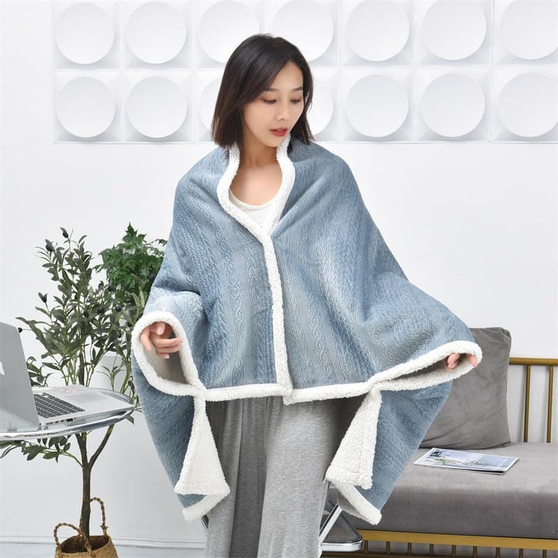 FURN ASPIRE Multi-Wear Double Layered Shawl Blanket, Wearable Shoulder Blanket, Women Ponchos, Shawls Wraps with Buttons, Winter Cape Fleece for Office, Home, Travel