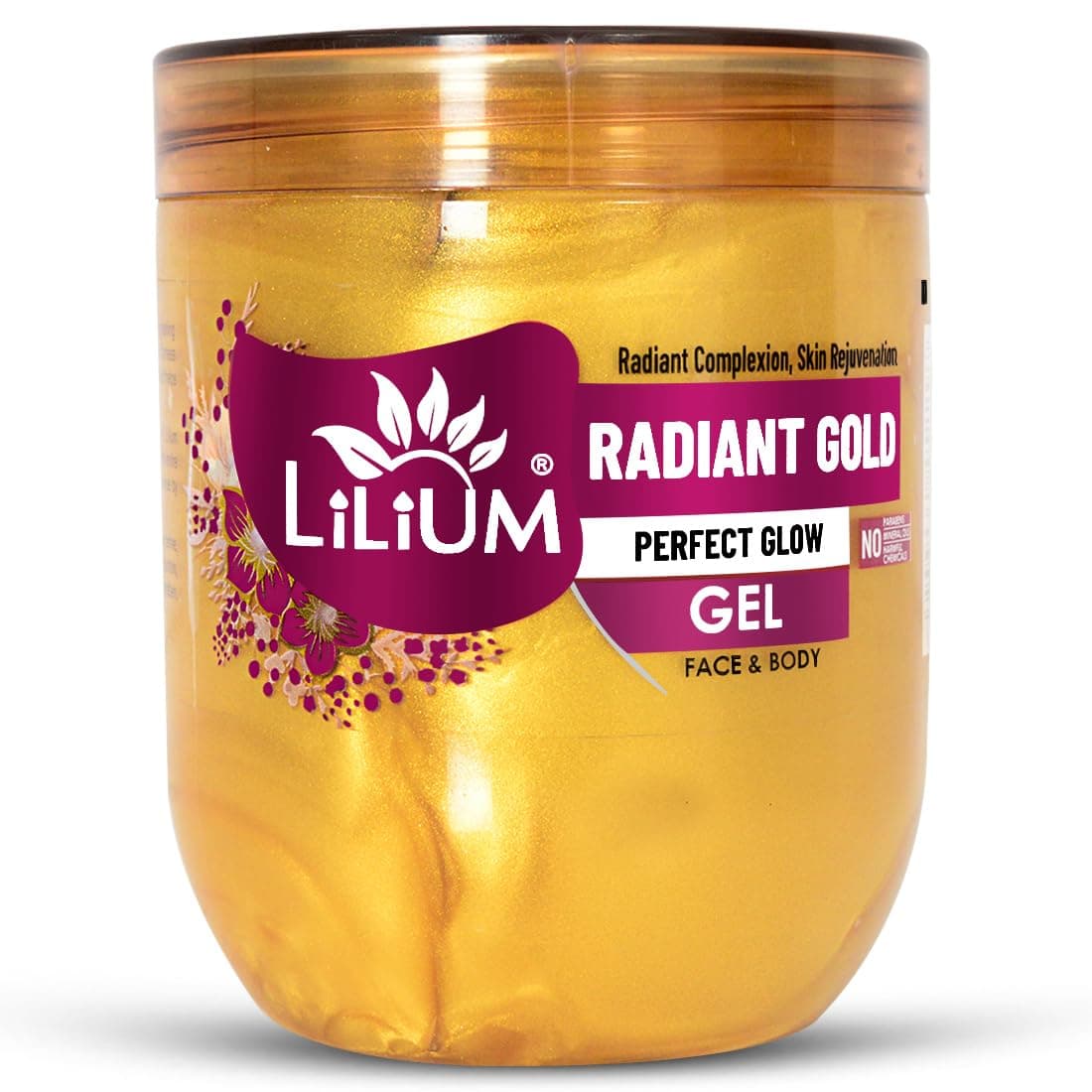 Lilium Herbal Gold Radiant Perfect Glow Facial Gel 500 ml, Radiant Complexion, Skin Rejuvenation, Anti-Aging, Firmness & Elasticity, No Harmful Chemicals, Suitable For All Skin Types