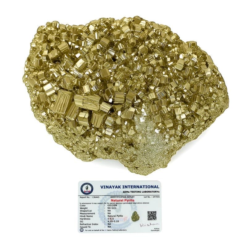 Crystu Natural Pyrite Rough Stone | Pyrite Cluster from Peru | Weight 50 Carats