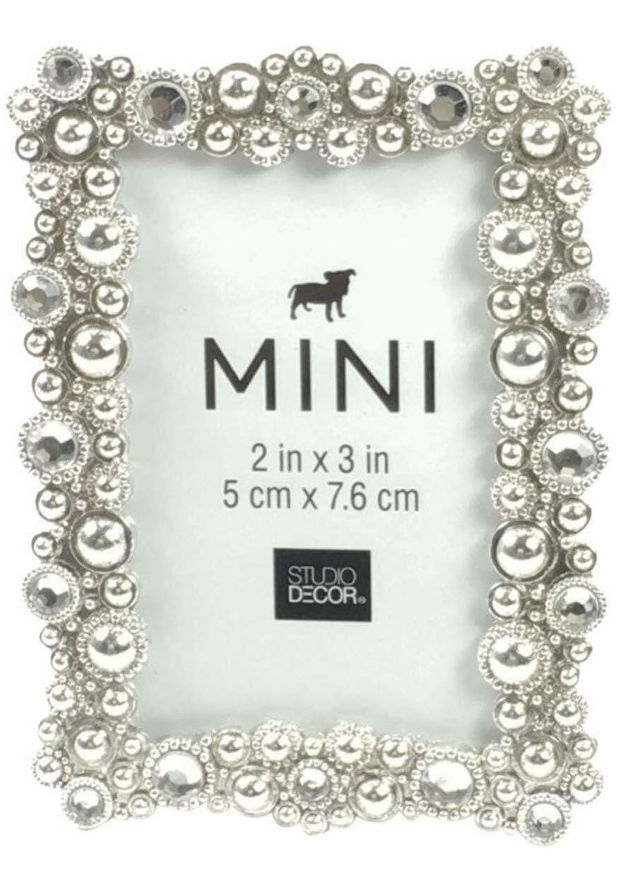Bejeweled Silver Tone Metal Mini Picture Frame 2 X 3 by Studio Decor
