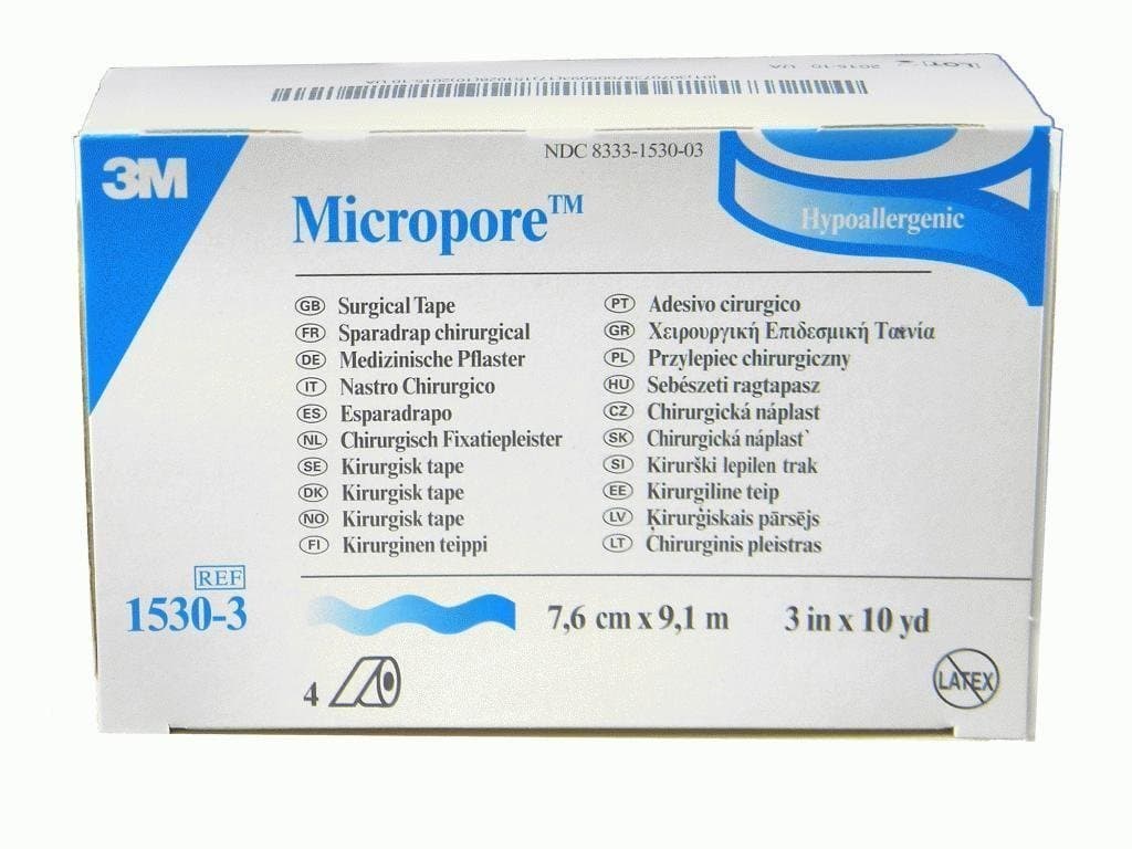 Micropore Surgical Tape White 3 Inches X 10 Yards - 4 Rolls