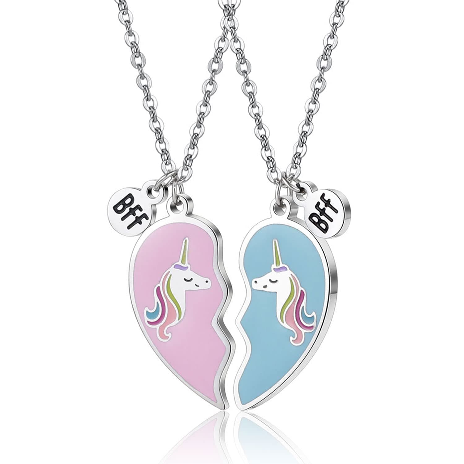 El Regalo BFF Heart Necklace BFF Unicorn Jewelry Gift for Friends