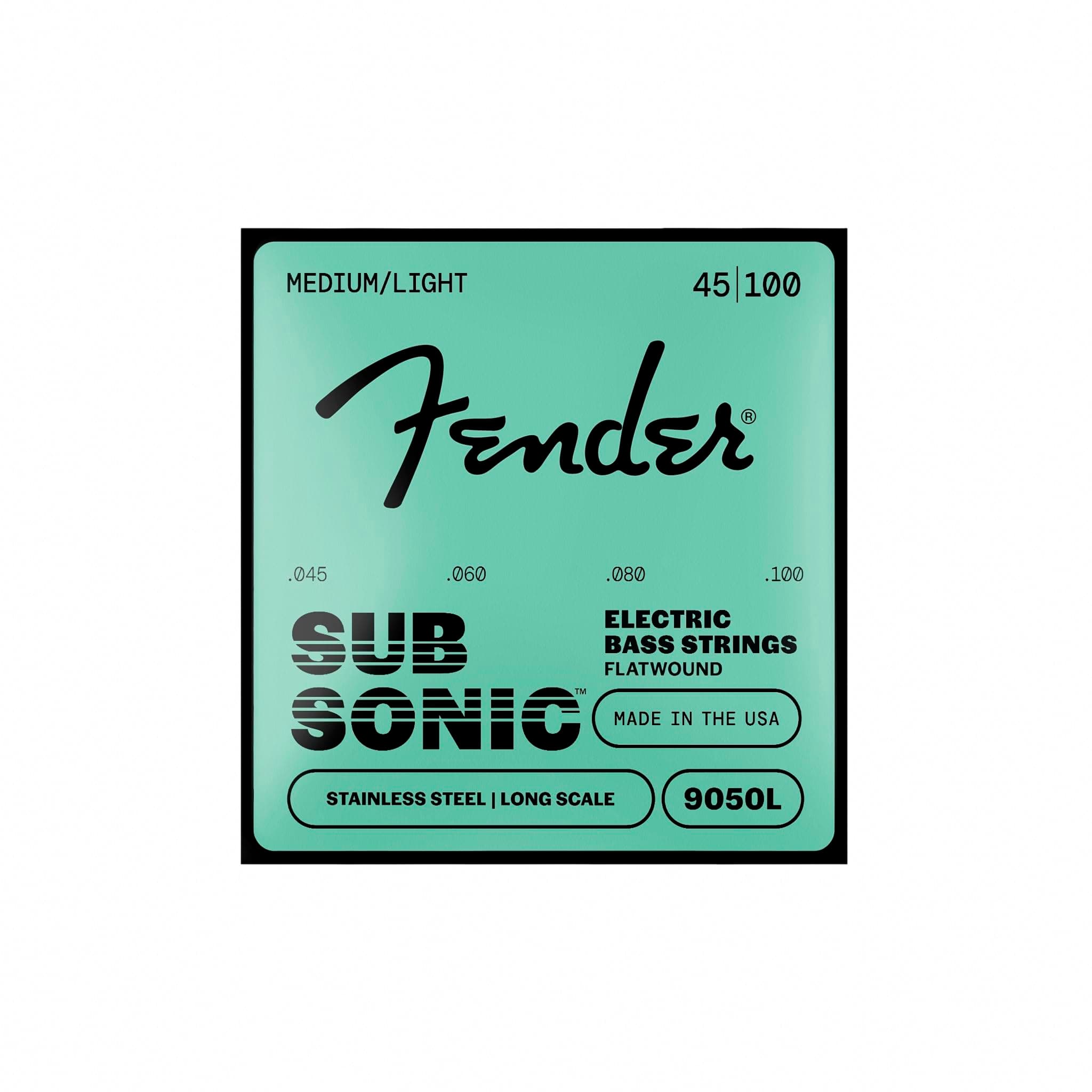 Fender 9050L Stainless Steel Flatwound Long Scale Electric Bass Guitar Strings - Light