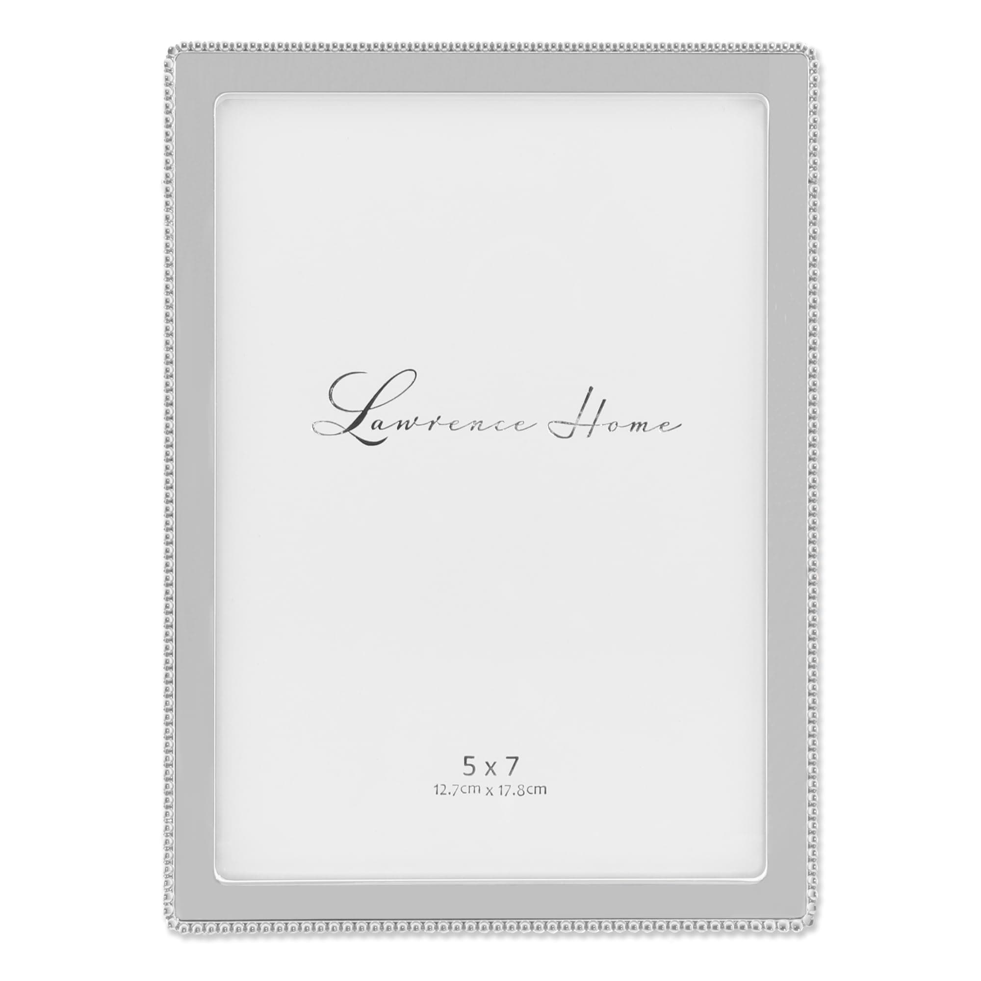Lawrence Frames Metal Picture Frame with Delicate Outer Border of Beads, 5 by 7-Inch, Silver