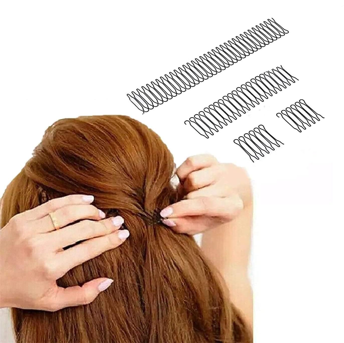 Stretchable Invisible Wire Comb Clips U Shape Hair Finishing Fixer Pins – Cute Cartoon Hair Holder Barrettes – Styling Tools for Girls, Kids & Women U Shape hairfixer 21CM (- 2 pcs)
