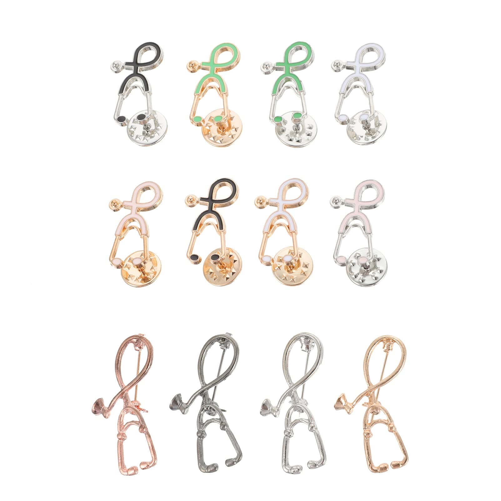 HEALLILY 12Pcs Stethoscope Brooch Pins Cute Stethoscope Lapel Pin Doctor Nurse Instrument Badge Brooch Clothing Bag Corsages Breastpin Jewelry for Medical Students Gift