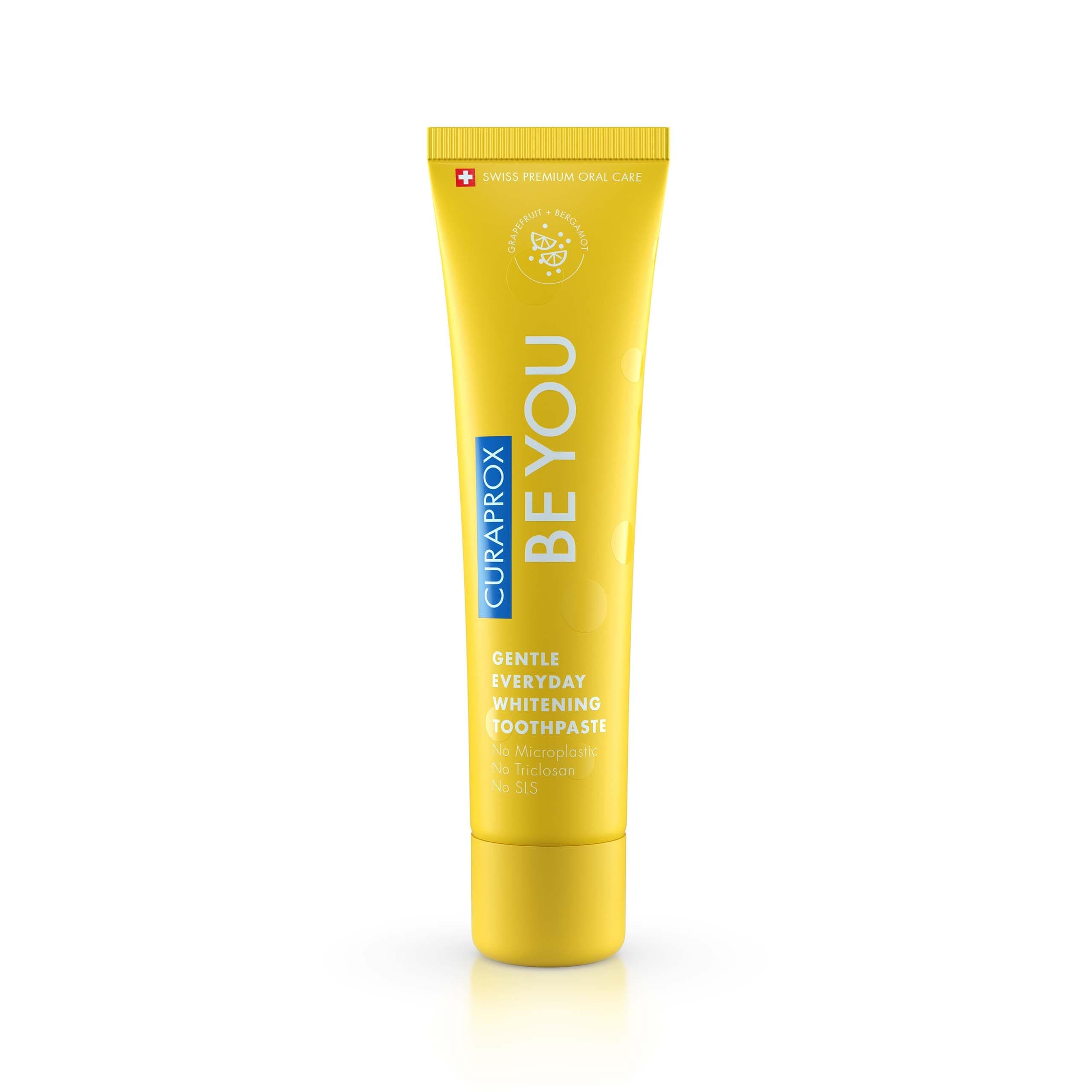 Curaprox Be You Gentle Everyday Whitening Toothpaste - Grapefruit Flavour, Non Bleaching, Microplastic & Triclosan Free, Fluoride - 60ml