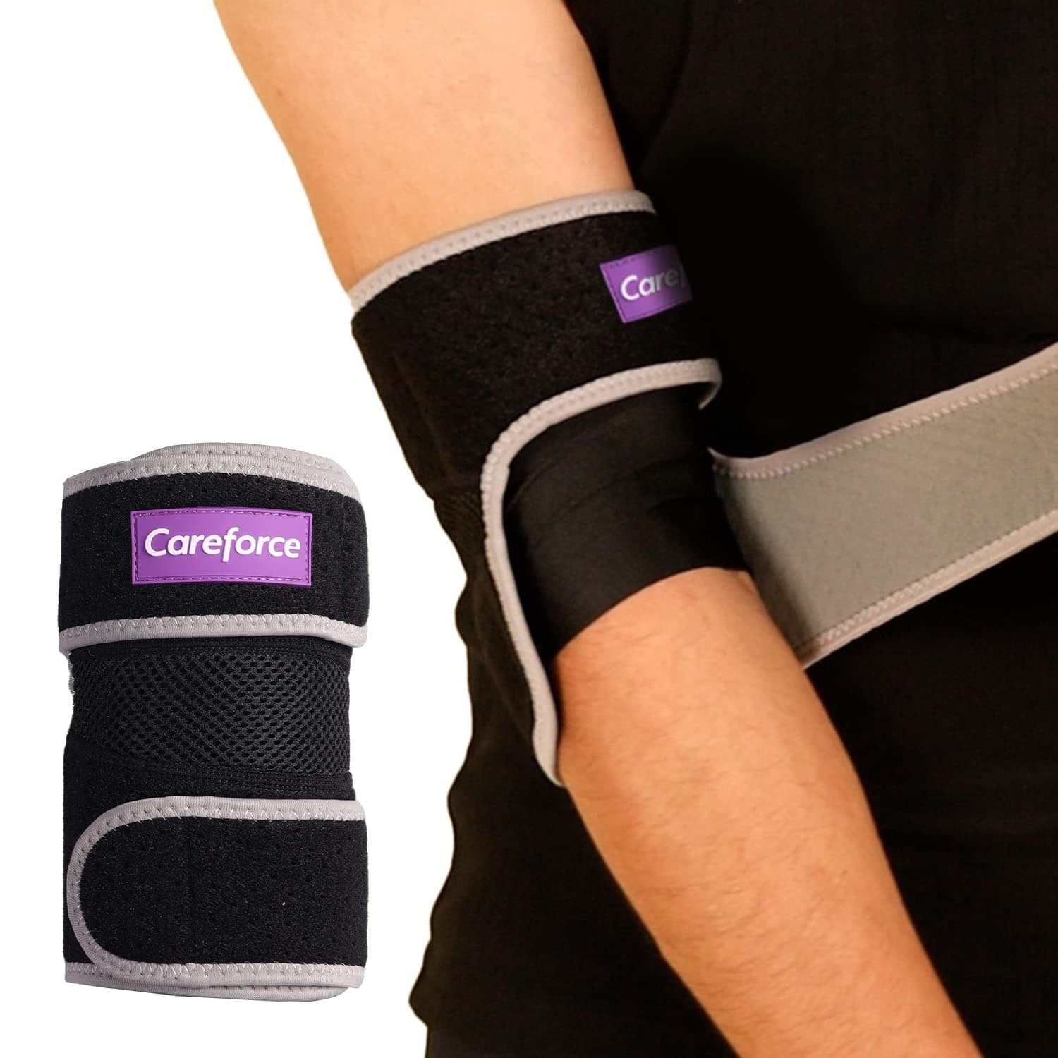 Careforce - The Force Behind Your Health Elastic Tennis Elbow Support Band for Pain Relief Tendonitis, Arthritis Arm Brace for Gym, Badminton, Cricket & Sports for Men & Women - Free Size - Pack of 1