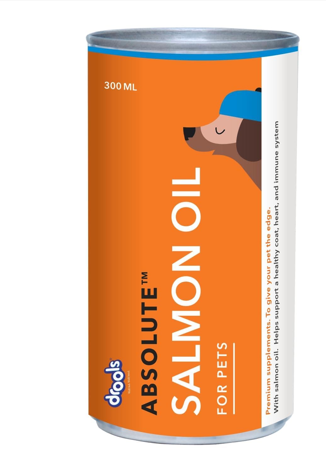 Drools Absolute Dog Supplement Syrup 300ml Jar | Salmon Flavour | All Breeds | Promotes Shiny Coat | Boosts Immunity | Aids Brain Development | Helps Prevent Skin Issues | Maintains Heart Health