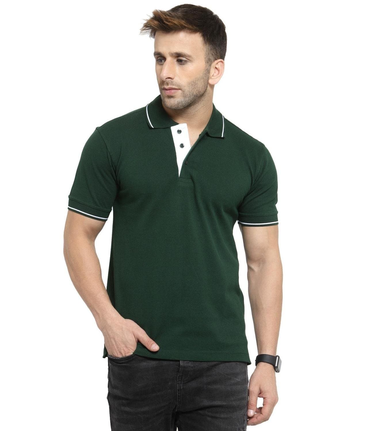 Scott International Polo T-Shirts for Men - Collar Neck, Half Sleeves, Cotton, Regular fit Stylish Branded Solid Plain Tshirt for Men- Comfortable, Lightweight Polo T-Shirt