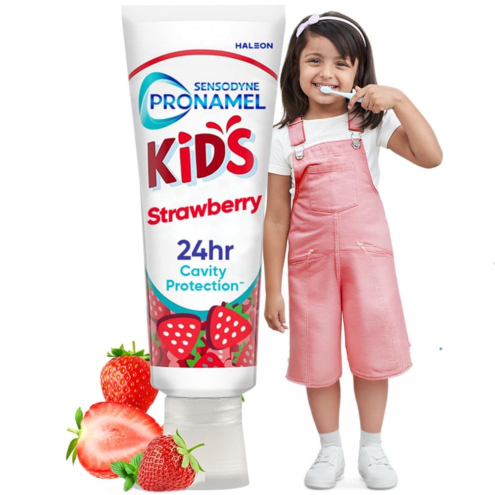 Sensodyne Pronamel Kids Toothpaste for 2+ yrs | 24Hr Cavity Protection | Strawberry Flavour | IDA Approved | Kids Paste | SLS-Free, Sugar & Paraben-Free | Non-Toxic | 100% Natural Flavour – 70g