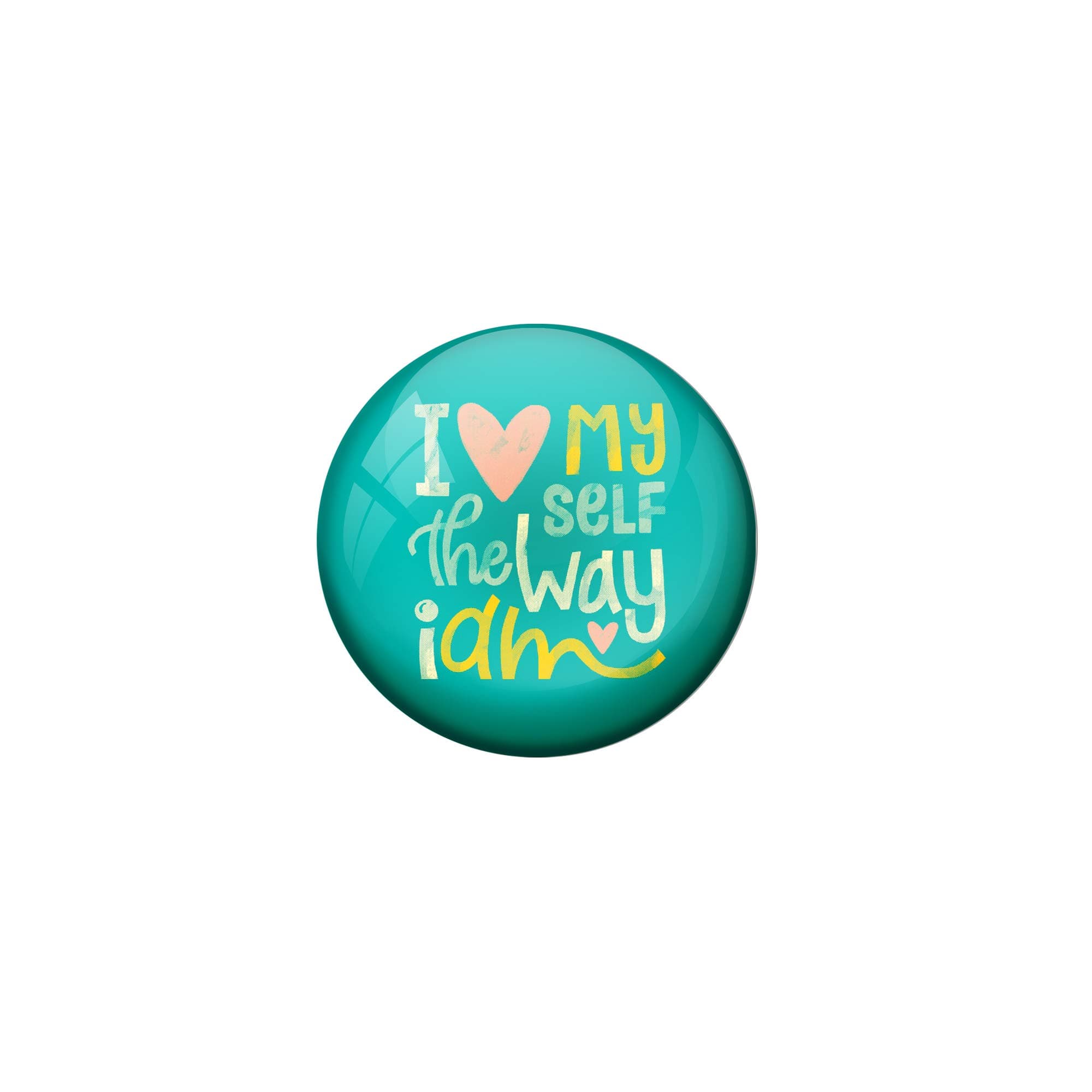 AVI 58mm Regular Size Green Metal Fridge Magnet with Positive Quotes I Love Myself The Way IAM Design MR8001062