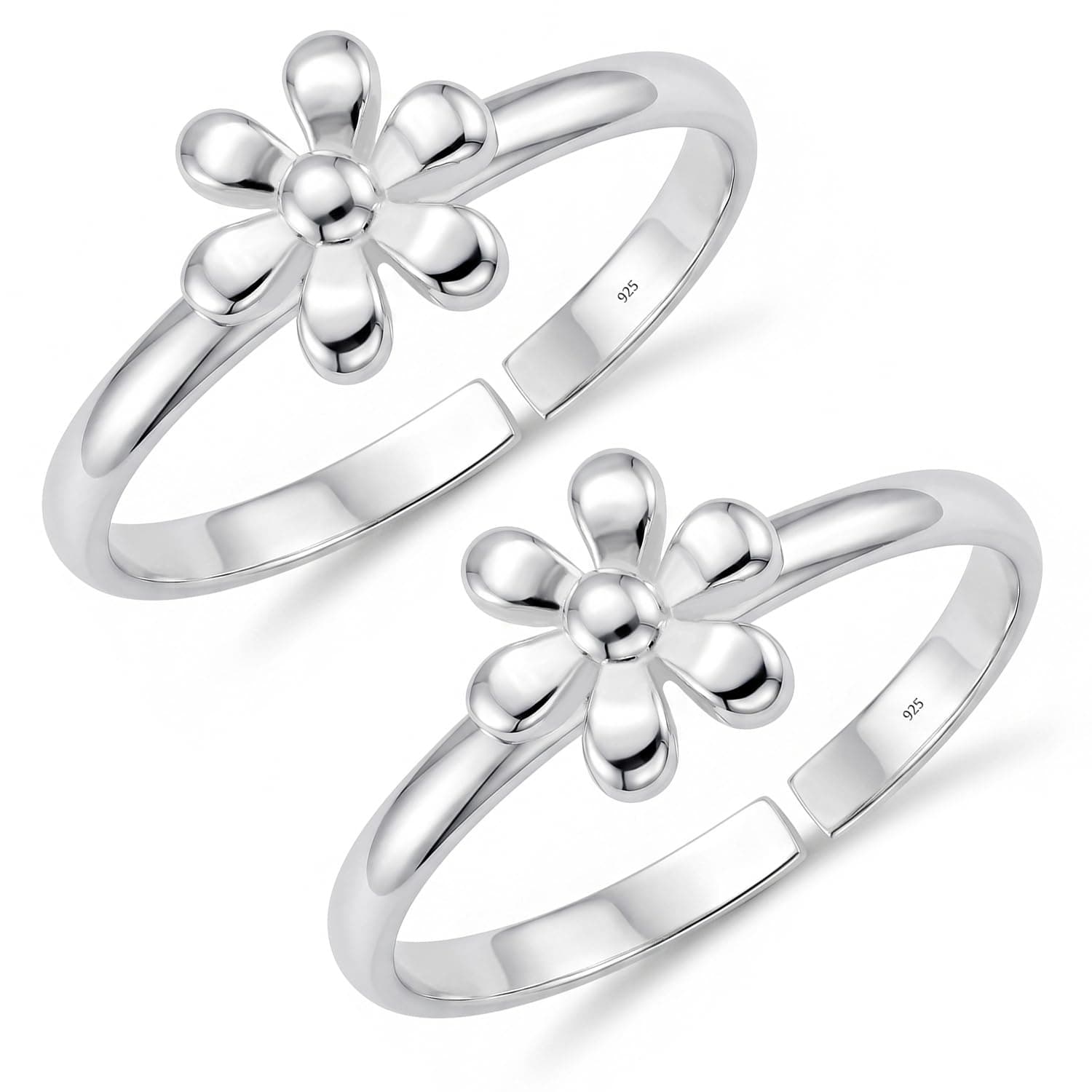 LeCalla 925 Sterling Silver BIS Hallmarked Flower Fancy Design Toe Ring for Women