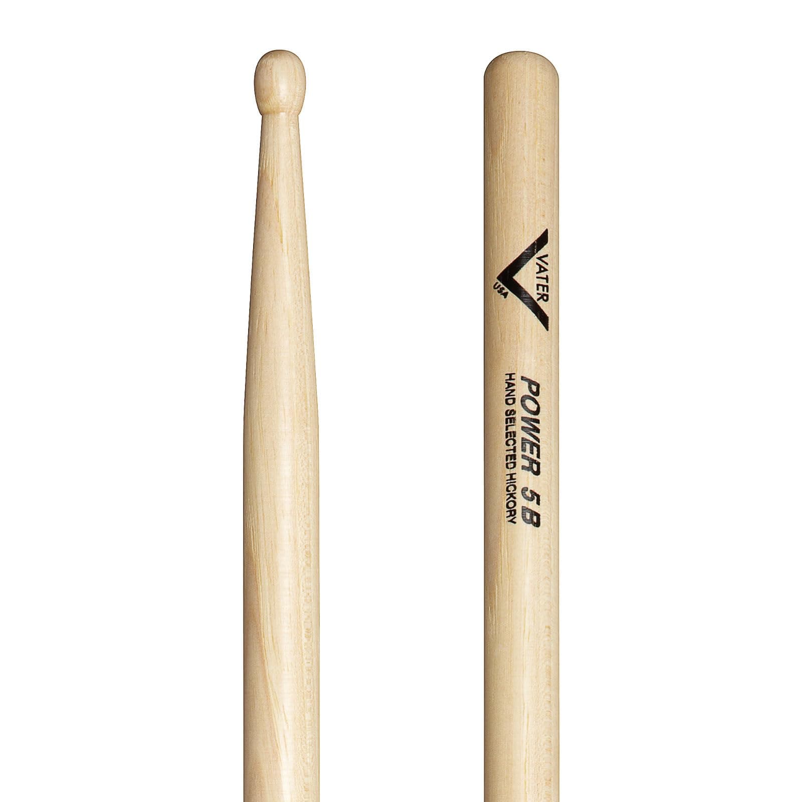 Vater VHP5BW Power 5B Wood Tip Hickory Drumsticks, Pair