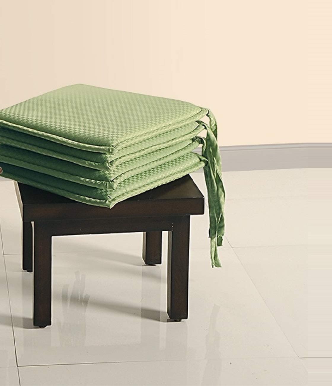 Swayam Pure Cotton Reversible Chair Set Pads with Loops 16X16 | Machine Washable Chair Pad Set of 2 | Indoor Square Cushion Seat Or Chair Pads