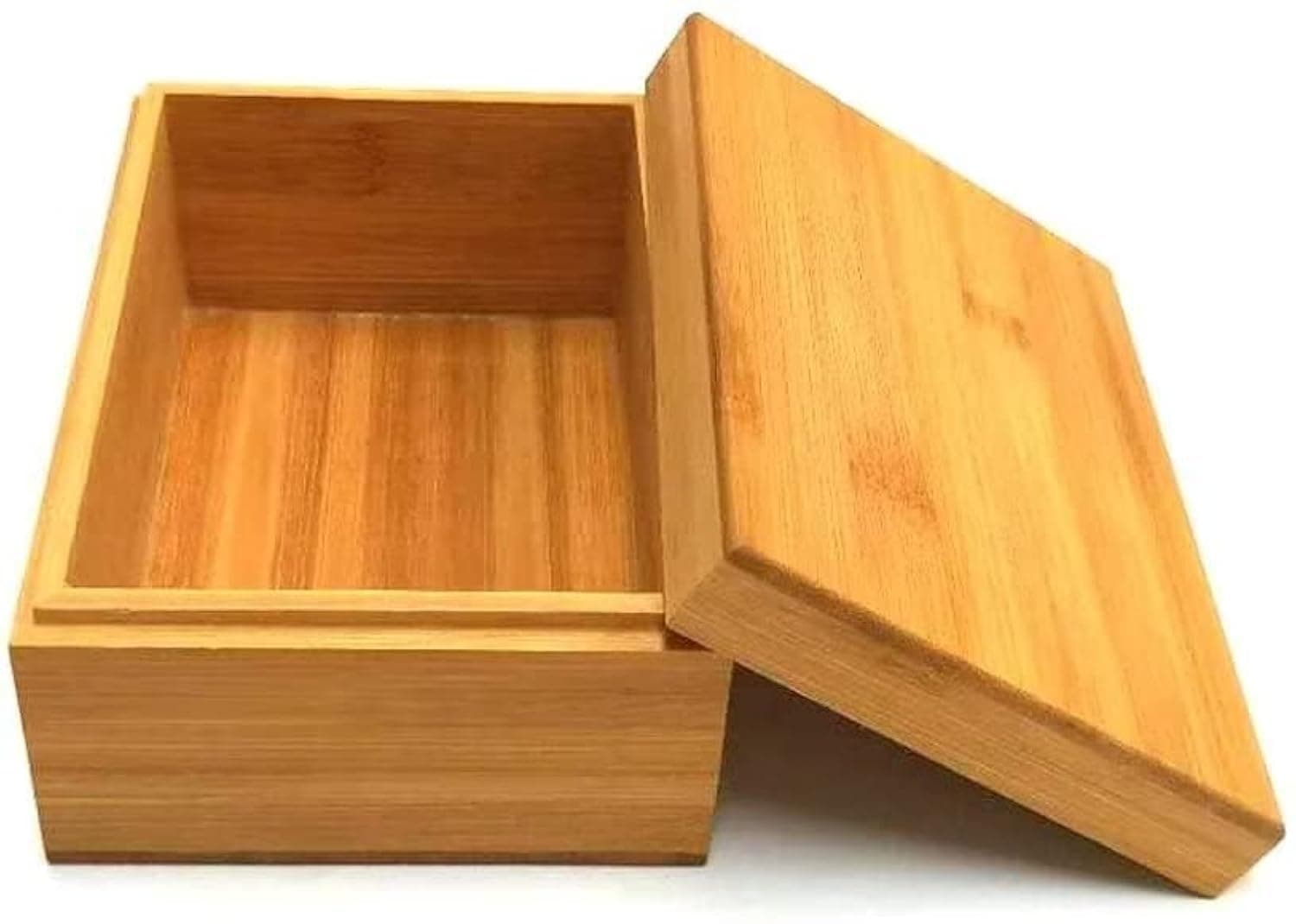 Bamboo wood storage box with cover, wooden storage box combination, storage box, bamboo, natural, unpainted,wooden box wooden packaging, gift box,storage tea box (6.3X4.72X2.76 inch)