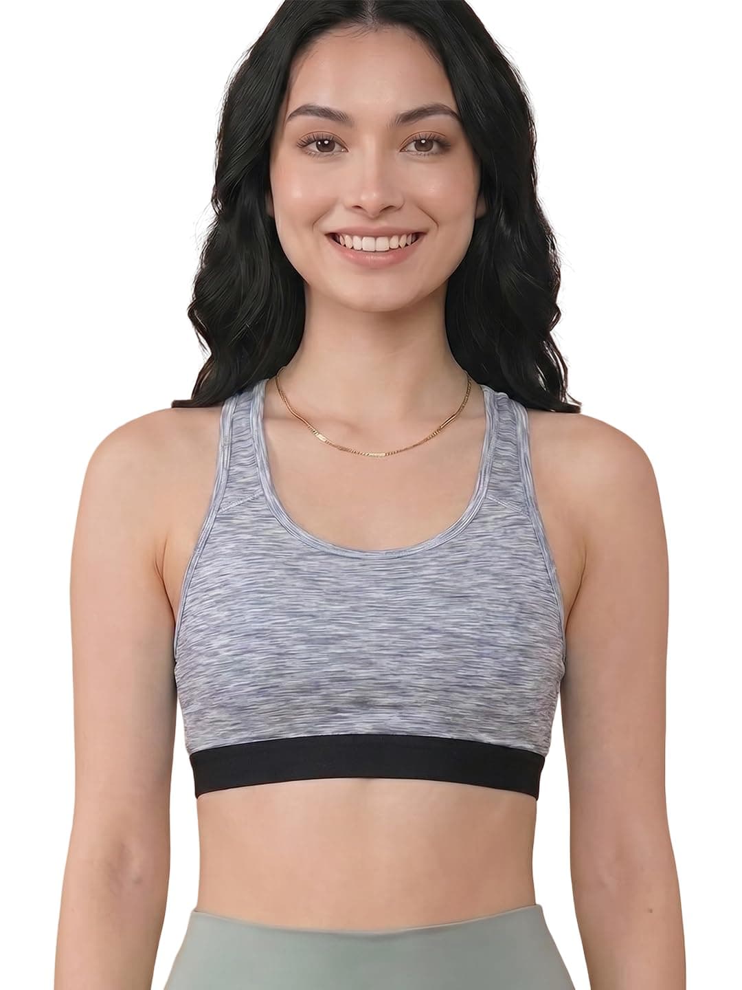 INKURV Women Medium Impact Lightly Padded Sports Bra for Gym, Running, Yoga, Workout, Drifit Moisture-Wicking Stretchable Fabric, Removable Cups, Racerback Slip on Design- Kate