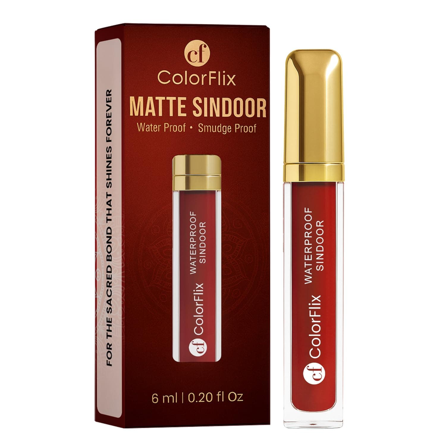 ColorFlix Waterproof Matte Maroon Liquid Sindoor – Long-Lasting, Smudge-Proof & Quick-Dry Formula with Precision Applicator – Sweat & Fade Resistant, Perfect for Traditional Look, 6ml