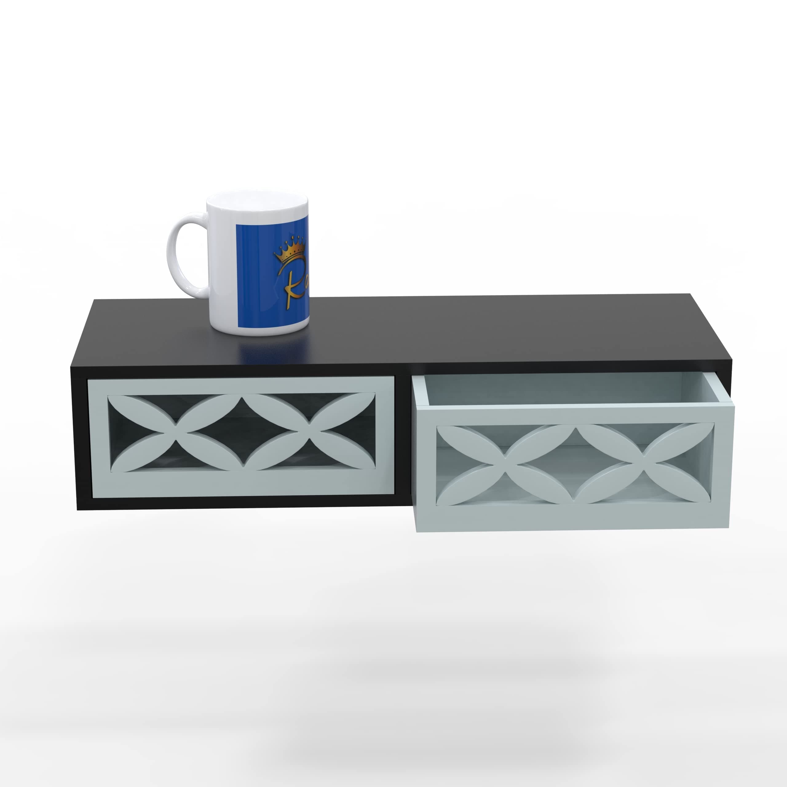 Raafi Exclusively Launched Engineered Wood Wall Shelf with Drawer for Living Room, Storage and Home Decorative (Glossy Finish)