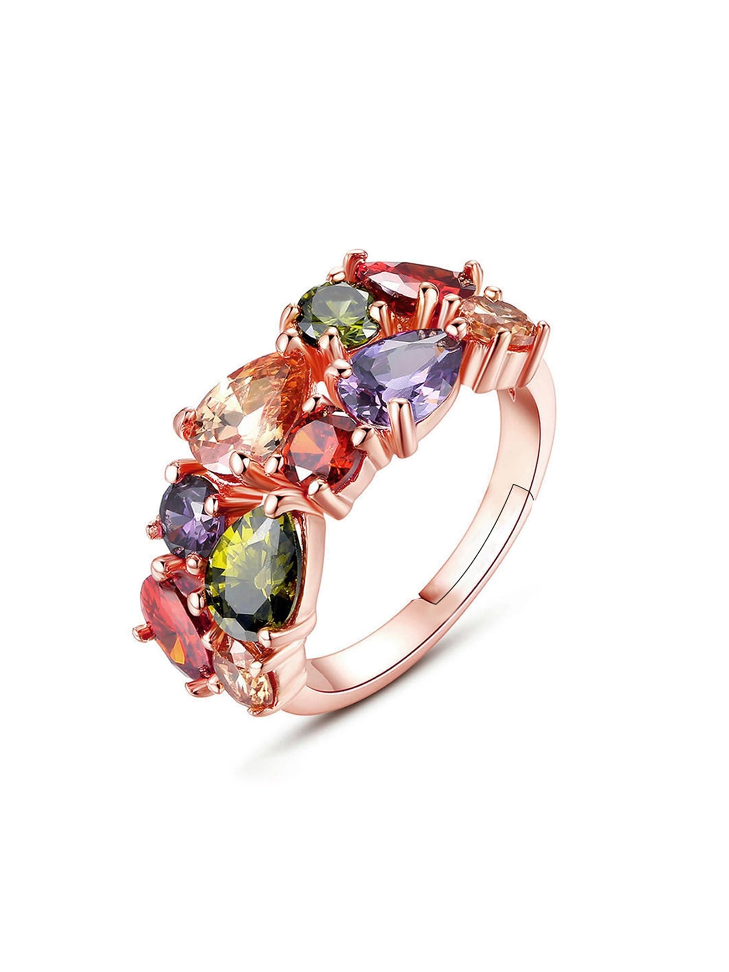 Sparkling Colors Flowerets Vine Swiss Cubic Zirconia 18K Rose Gold Plated Sparkling Ring for Women by YELLOW CHIMES … …