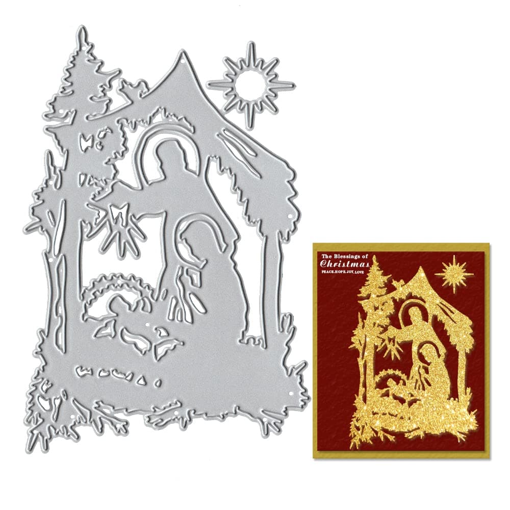 Christmas Religion Metal Cutting Dies, Christmas Pray Background Die Cuts for Card Making DIY Scrapbooking and Photo Album Card Craft Decoration