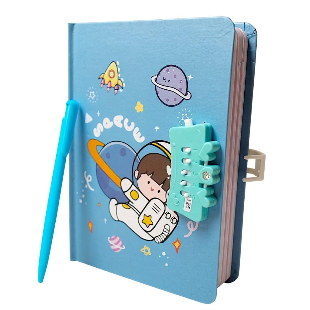 TECHNOCHITRA Space Astronaut Printed Secret Password Lock Diary For Kids, 160 Pages