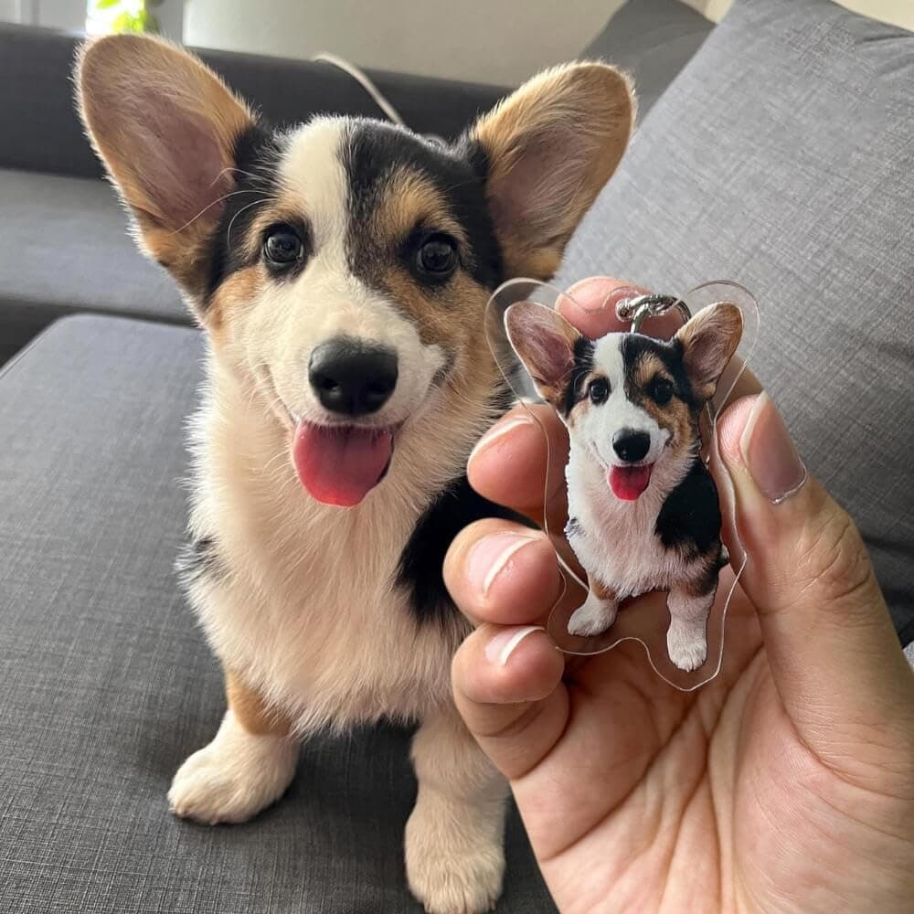 WEHATKE Custom Pet Acrylic Keychain | Personalized Dog, Cat and Bird Photo Keyring | Gift for Pet Lovers | Birthday and Memorial Keepsake | 5 x 7.5 cm