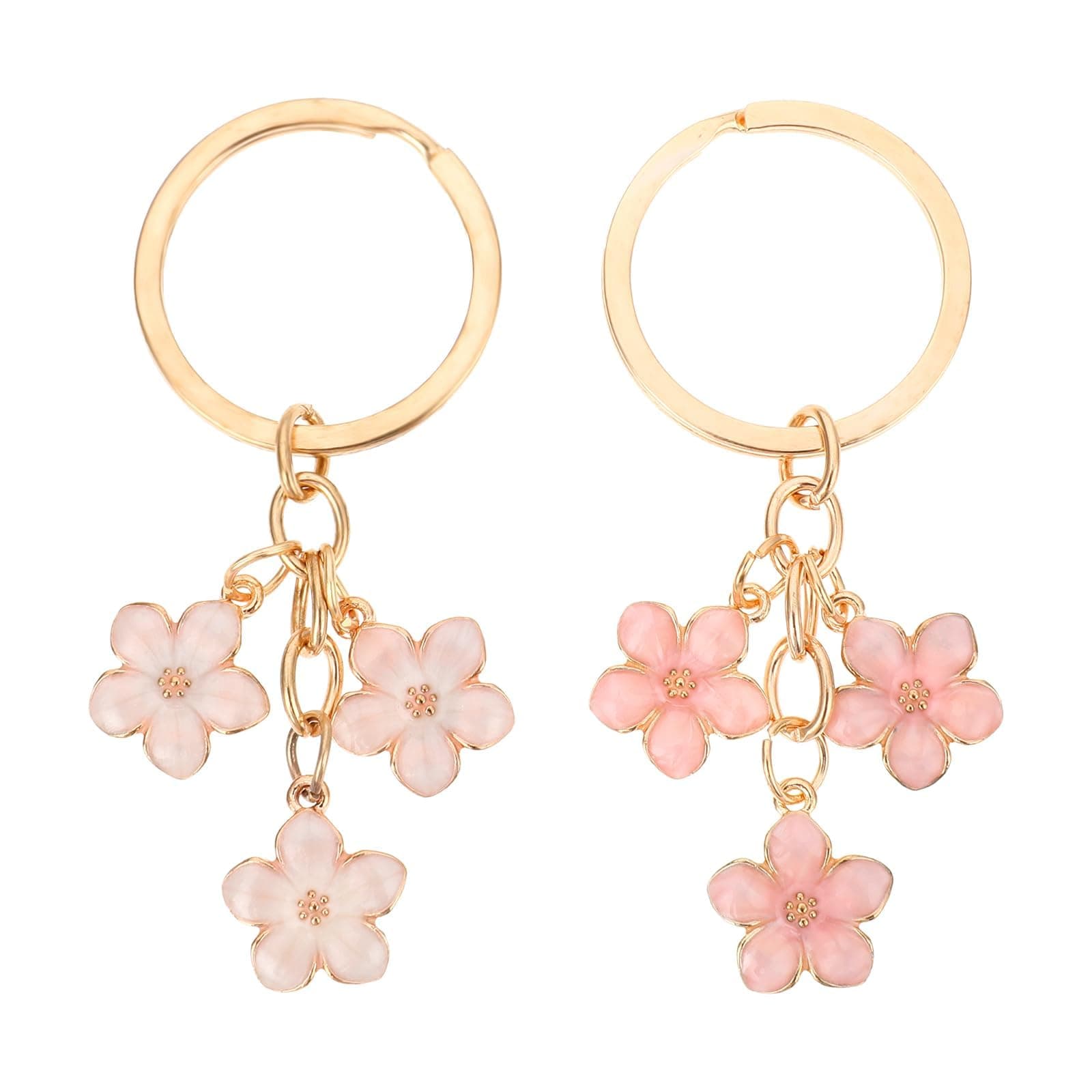2pcs Cute Keychain Flower Gold Keychain Bag Charm Cute Car Accessories Keys Bag Accessories For Women Gift