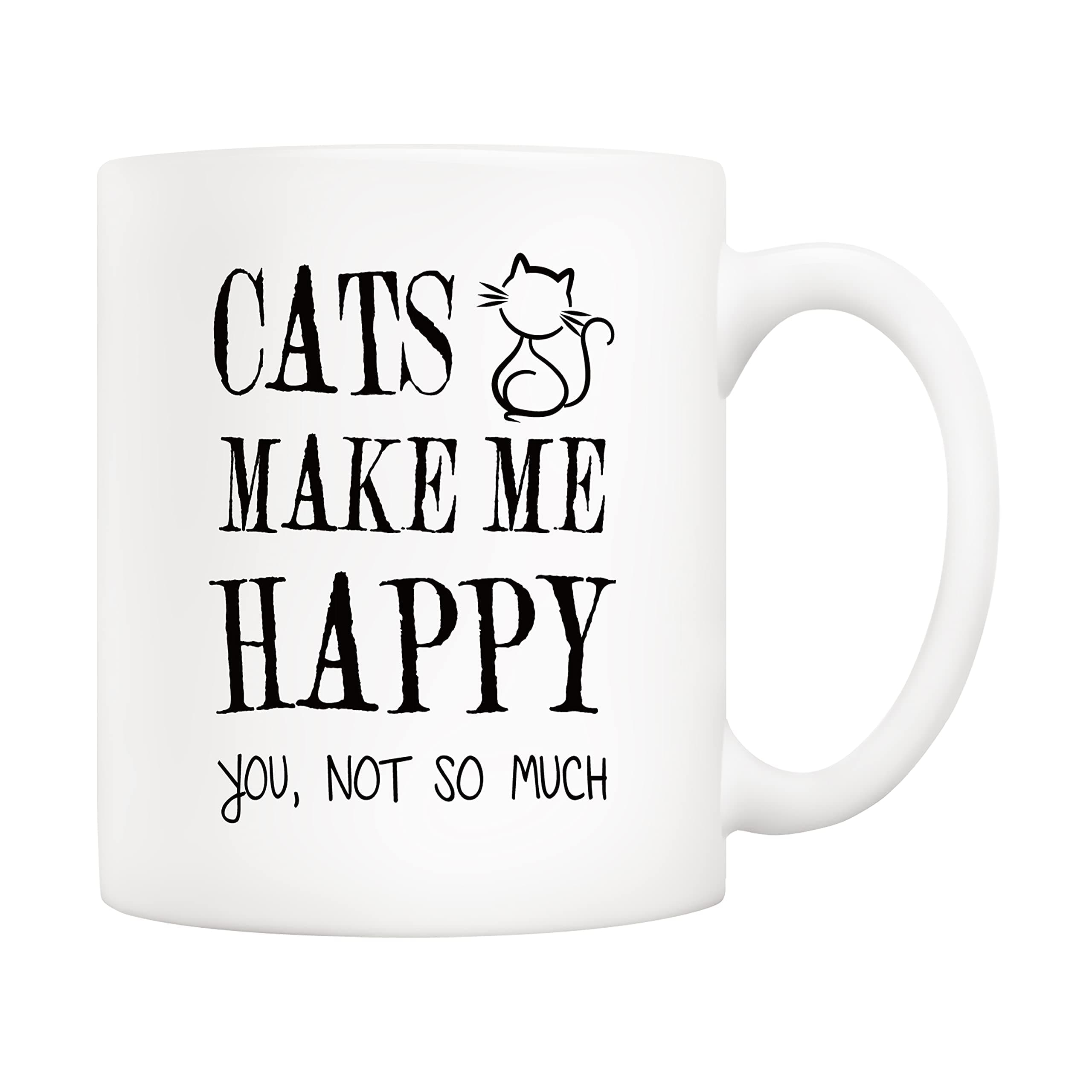 5Aup Funny Coffee Mug for Cat Lovers, Cats Make Me Happy, You Not so Much Cups, Christmas Gifts for Men and Women 11 Oz