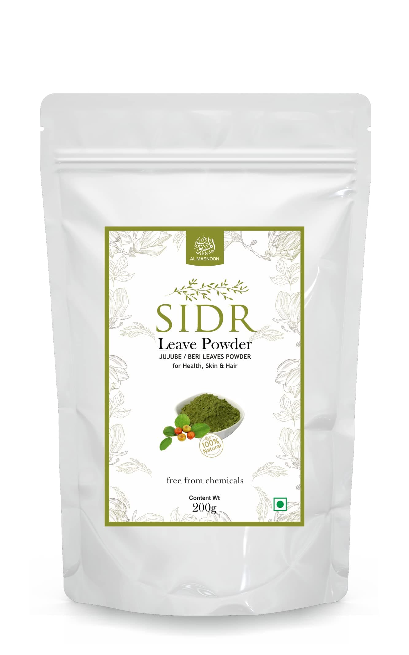 AL MASNOON Sidr Leaves Powder for Skin & Hair/Beri ka Patta Powder 200g (pack of 1) 100% Natural & Pure