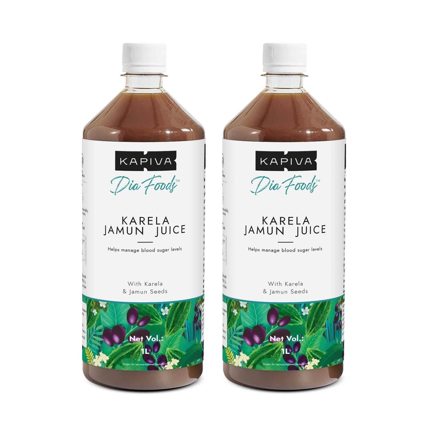 Kapiva Karela Jamun Juice (2L) | Controls Blood Sugar Levels, Lowers Bad Cholesterol | Diabetic Care - Super Saver Pack of 2
