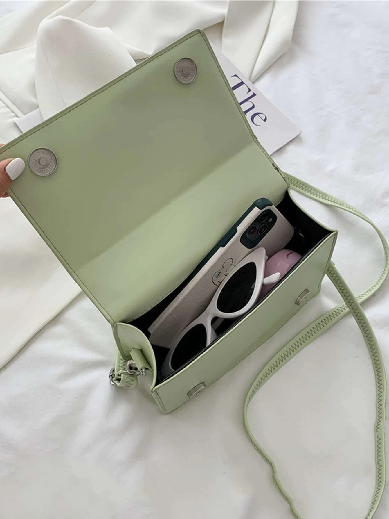 STESHWK PU Leather Super Soft Plaid Pattern Shoulder Crossbody Fashion Bag For Women's With Shoulder Strap (Mint Green)