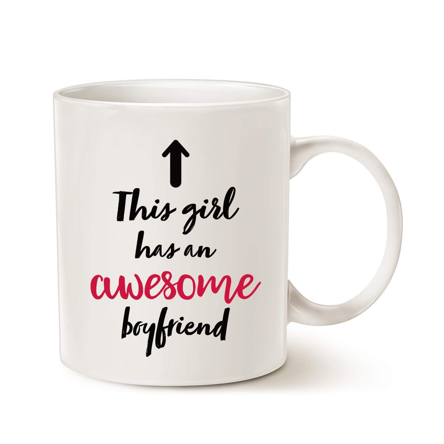 MAUAG Funny Girlfriend Coffee Mug Christmas Gifts, This Girl Has an Awesome Boyfriend Best Valentines Day Gifts for Girlfriend Women, Unique Present Ideas for Her Cup White, 11 Oz