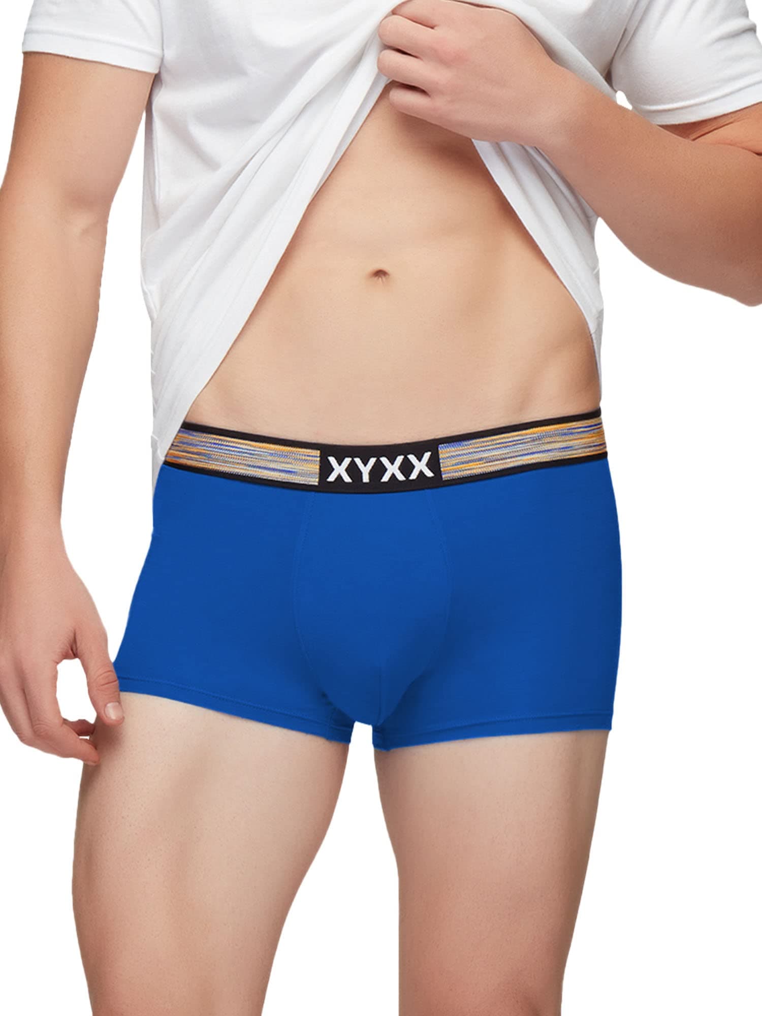 XYXX Men's Underwear Hues IntelliSoft Antimicrobial Micro Modal Trunk (Classic Blue; 2XL)