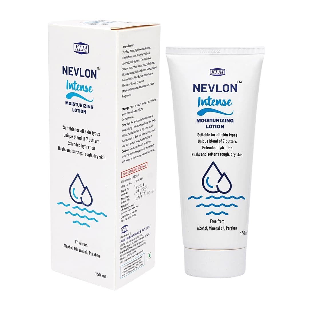 KLM Nevlon Intense Moisturizing Lotion, 150ml | Unique Blend of 7 Butters, Extended Hydration | Suitable for All Skin Types