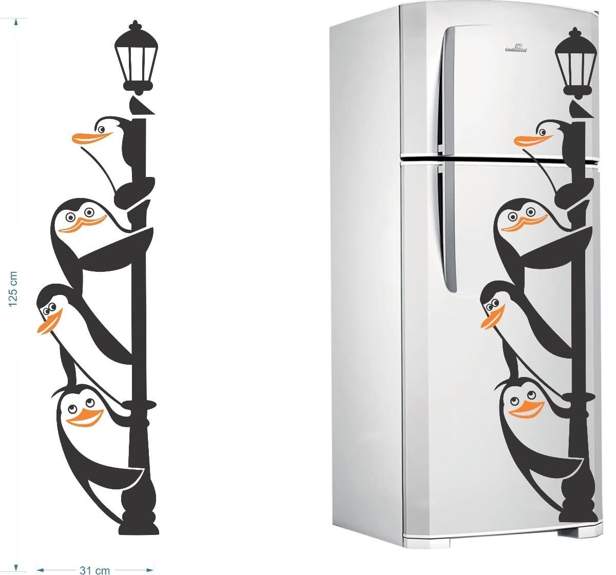 Decals Creation™ 'Cute Penguins' PVC Vinyl Fridge Sticker Wall Sticker Wall Art 122X76 CM