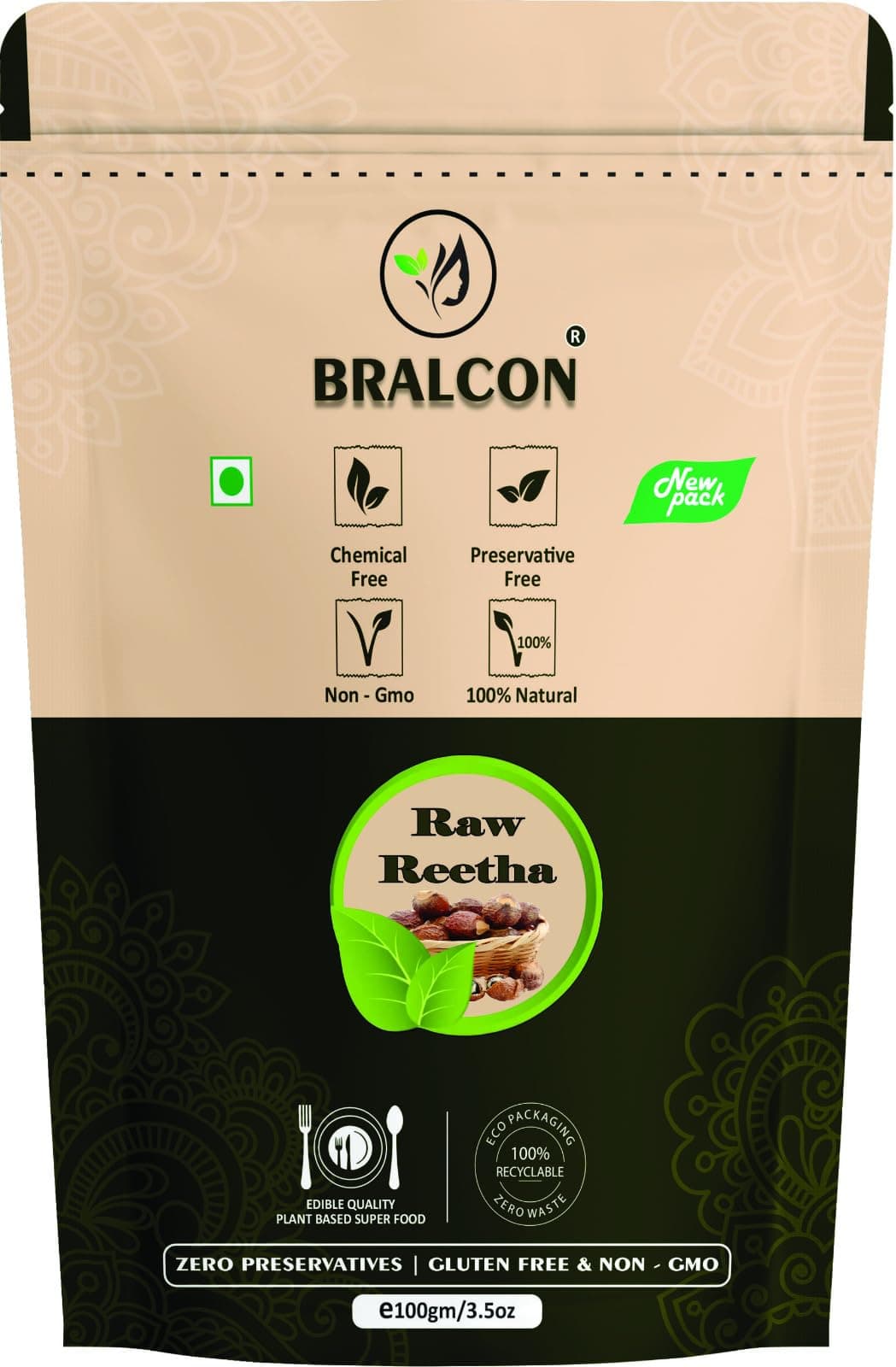 BRALCON Natural Raw Reetha 100g | Soapnuts for Hair | 100% Natural Aritha | Whole Dried Reetha Nuts for Hair Growth | Scalp Treatment | Pure Raw Form