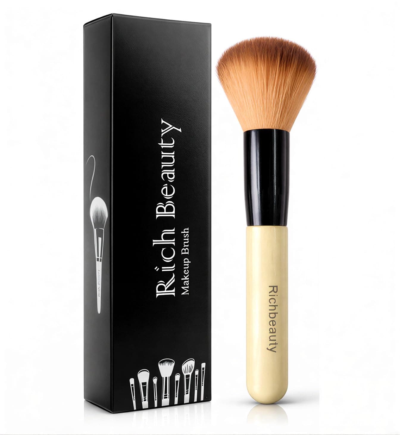 Foundation Makeup Brush for Face | Soft Bristle Compact Powder & Blending Brush | Professional Cosmetic Brush for Women & Girls | Black | Brown