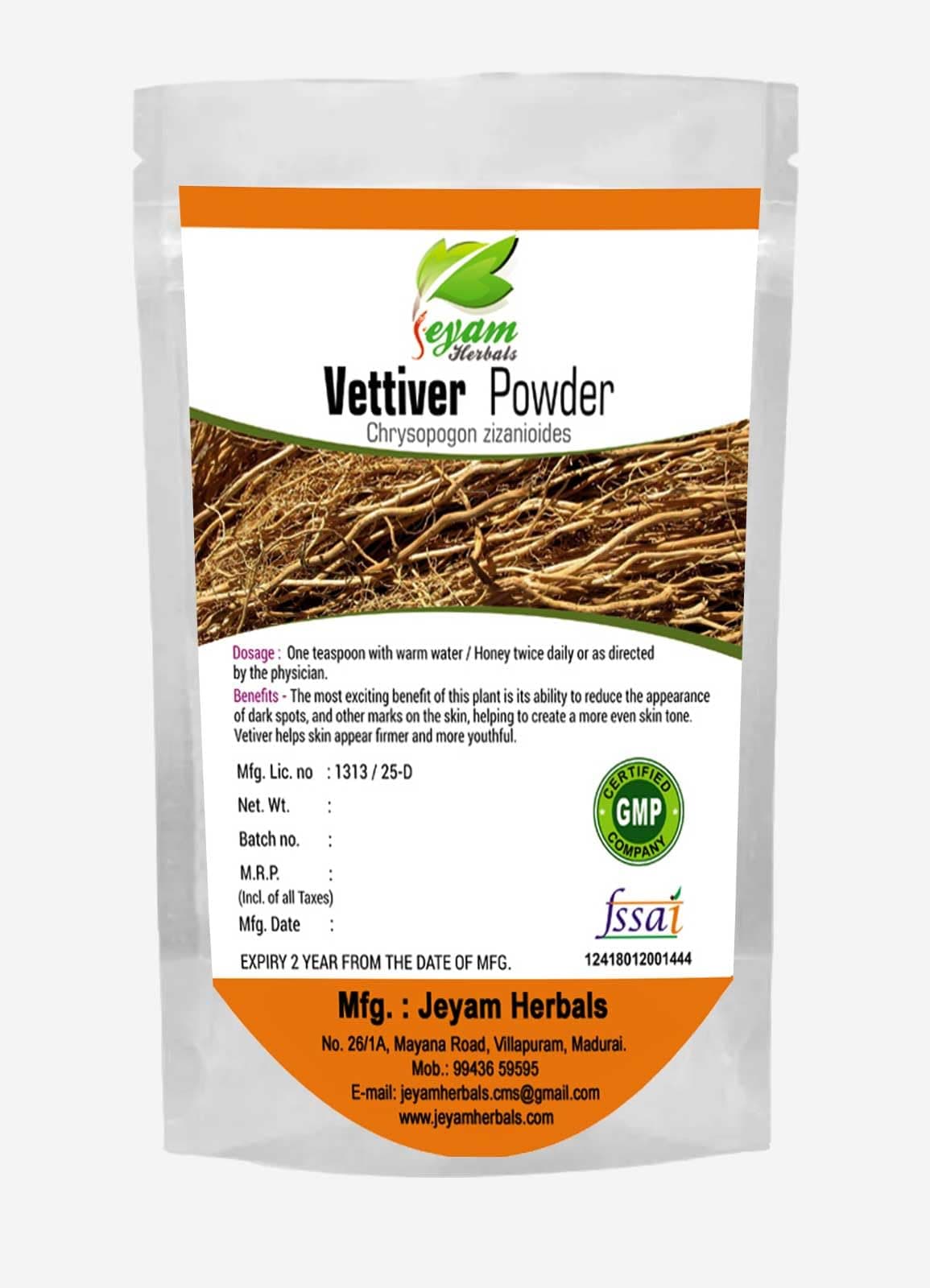 Jeyam Herbal's Vettiver Powder | Chrysopogon Zizanioides | khus-khus | Ushir | Lavila | 100G