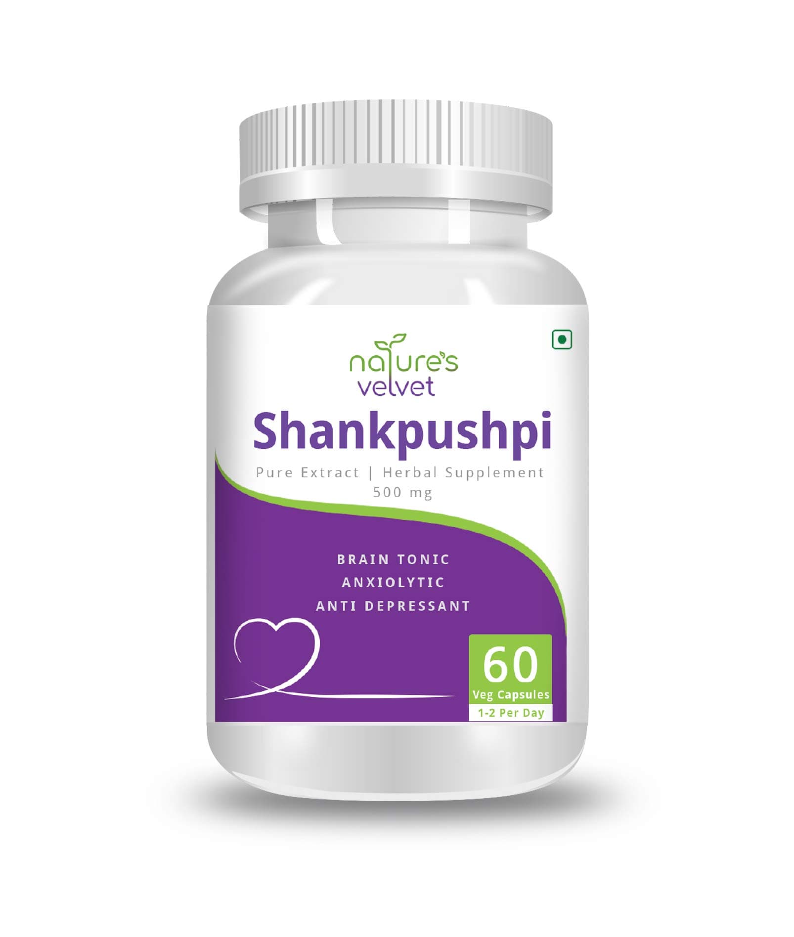 Natures Velvet Shankpushpi Pure Extract 500 mg- 60 Capsules
