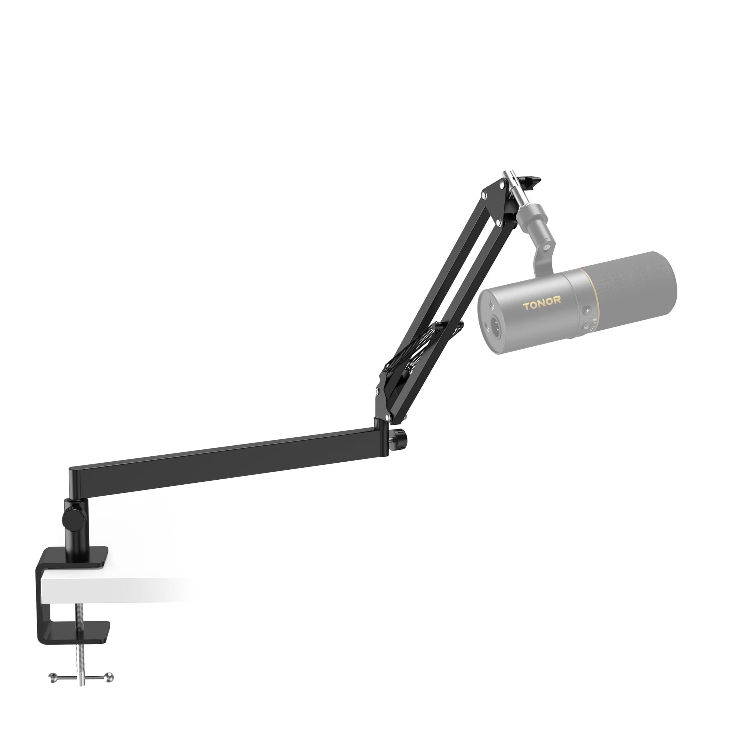 Tonor Mic Arm Desk Mount, Low Profile Boom Arm, Microphone Arm, Adjustable Mic Stand with Desk Mount Clamp, Cable Management, 3/8’’ and 5/8’’ Screwadapter for Most Microphone, Black, T20LP