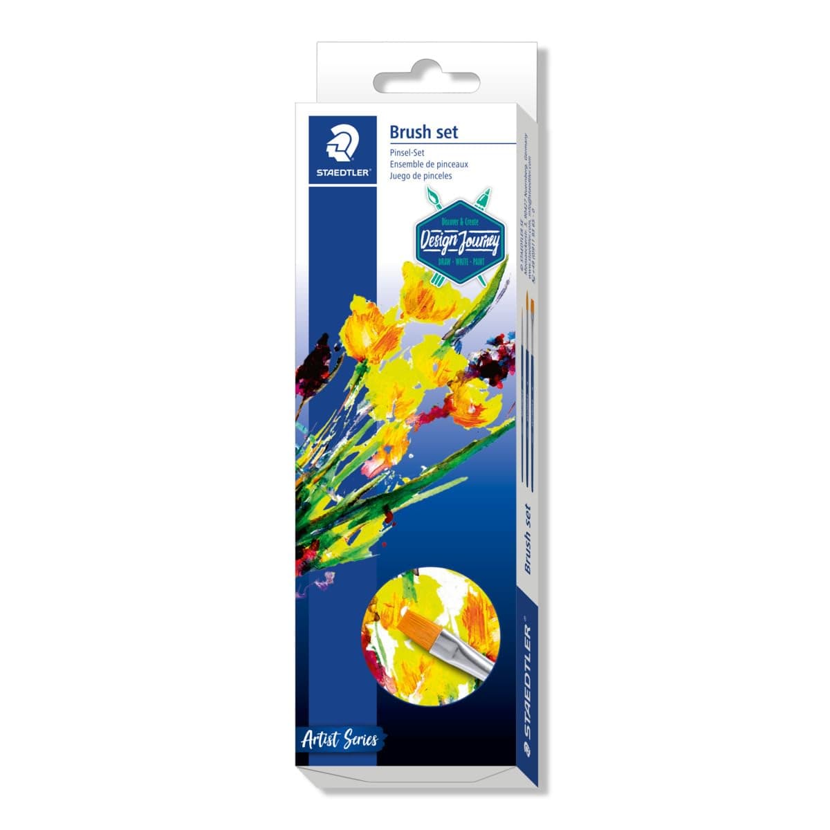Staedtler Durable & Synthetic Brush Set of 3 Different Brushes in Blister Packing
