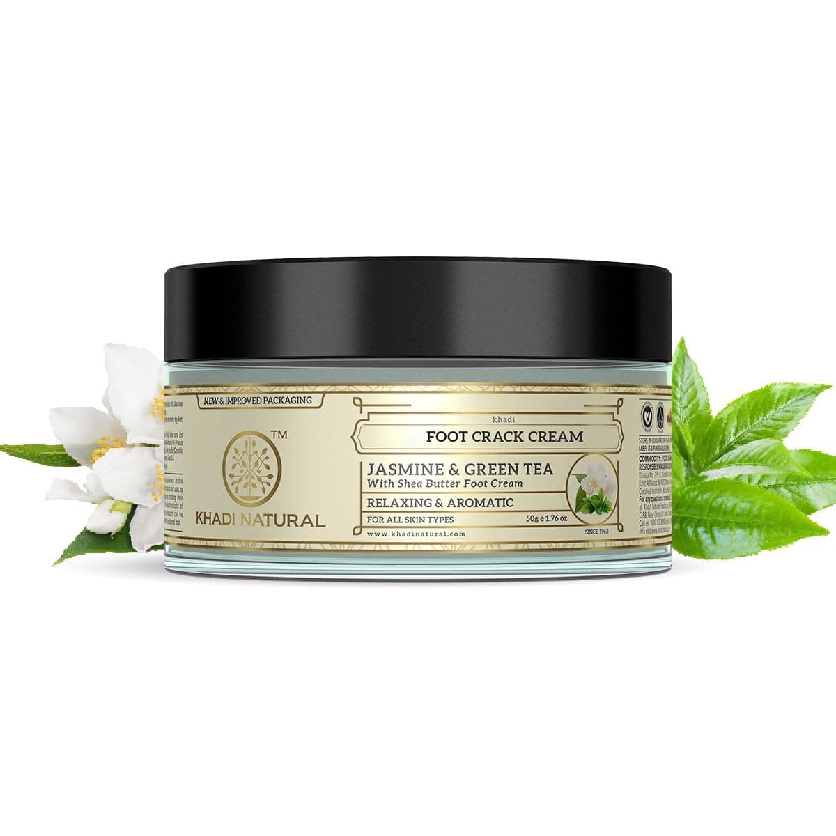 Khadi Natural Jasmine & Green Tea Foot Cream | Herbal Foot Care Cream for Soft & Smooth Feet | Helps Moisturise Dry Skin & Improve Skin Texture | Gentle Daily Foot Care | Suitable for All Skin Types | 50g