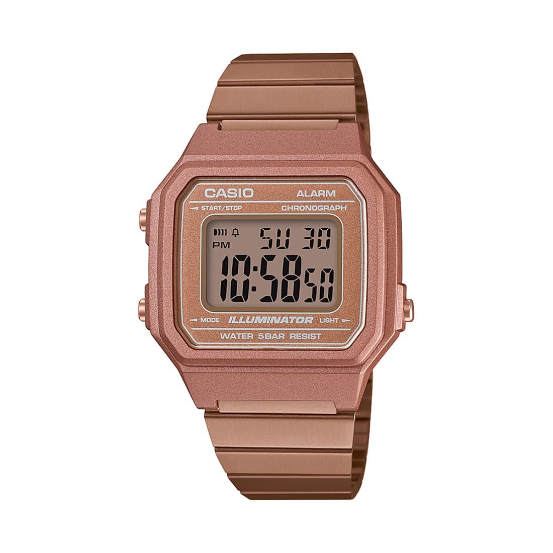 Casio Unisex-Adult Vintage B650WC-5ADF Rose Gold Digital Dial Rose Gold Stainless Steel Band D200