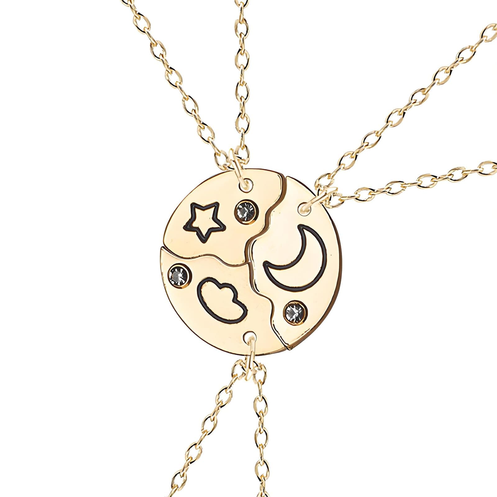 Fianoeir 3 Piece Best Friend Necklace, Friendship Necklace Set for Girls, Golden Pendant Design, Symbol of Friendship and Bond, Birthday Gift for Friend, Gift for Best Friend Girl