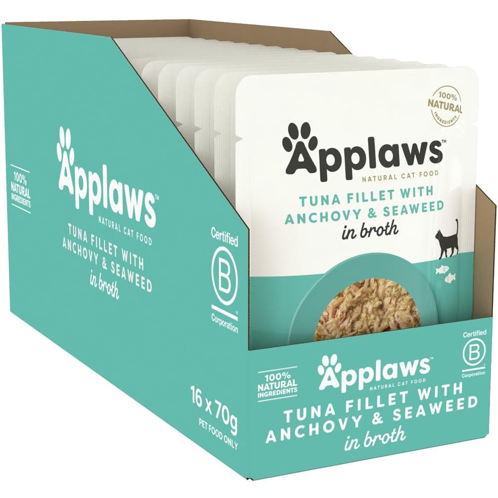 Applaws Adult Premium Cat Wet Food 70G Tuna Fillet With Whole Anchovy In Broth (Pack Of 12)