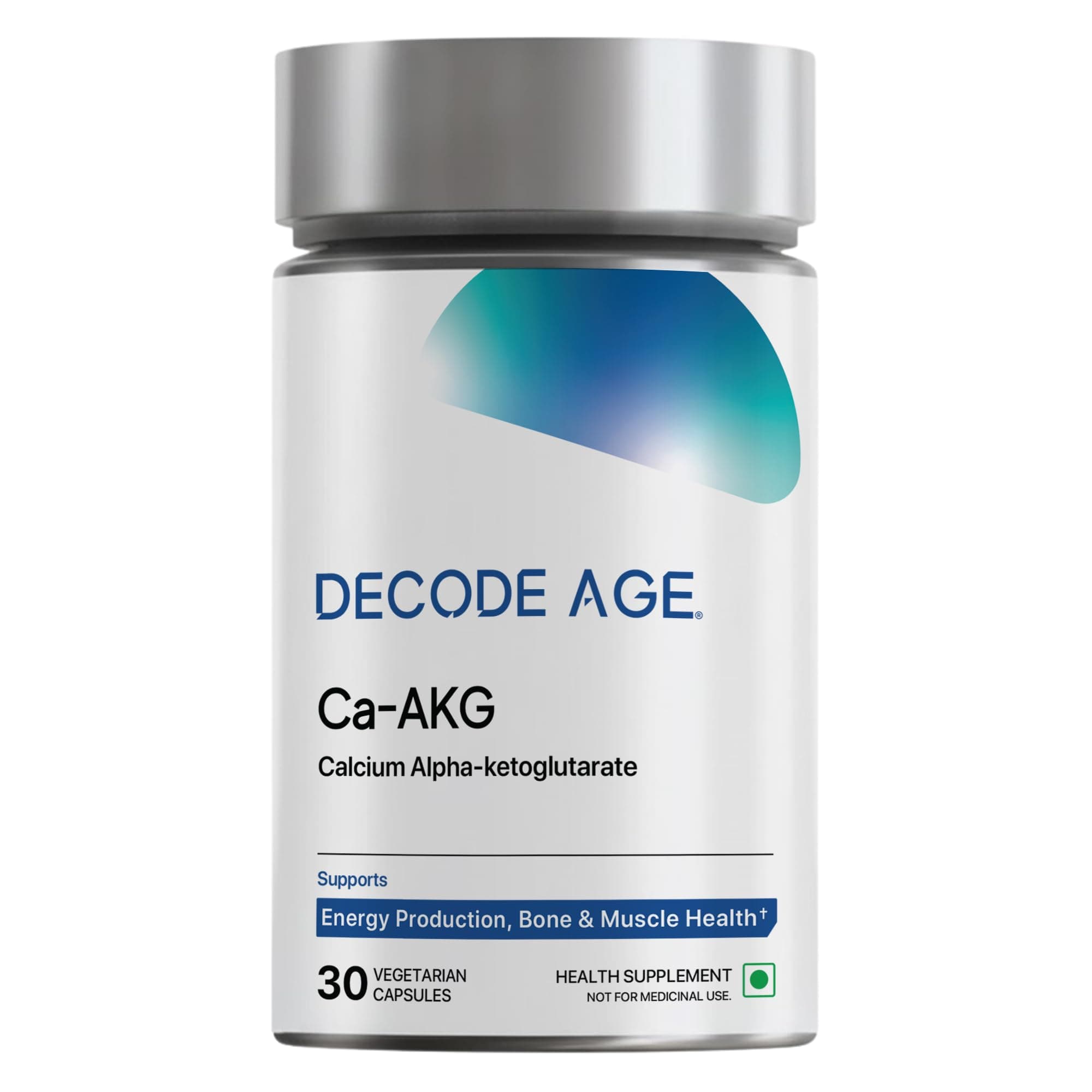Decode Age Ca-AKG Supplement 500 mg – 99.9% Pure, Highly Bioavailable Calcium Alpha-Ketoglutarate for Bone Strength, Energy & Muscle Recovery – Clinically Tested, 30 Vegetarian Capsules