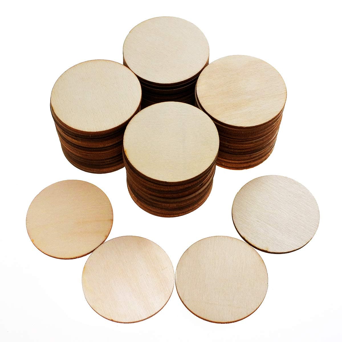 Jyongmer 100 Pieces 2 Inch Unfinished Wood Circles